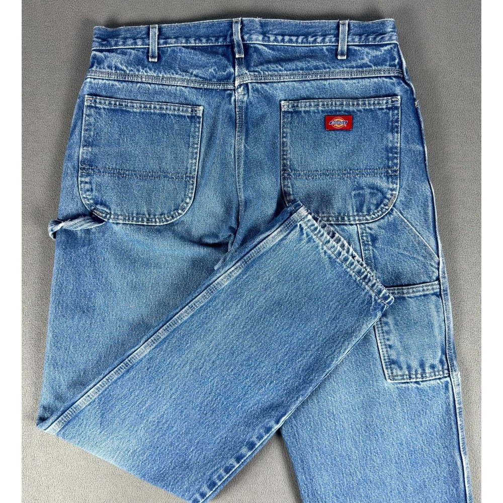 Dickies Jeans Mens 36x34 Blue Carpenter Distressed Baggy Y2K Workwear Skater